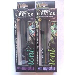Ioni Liquid Lipstick Classic Horror Queens Miss Invisible Metallic Green & Black